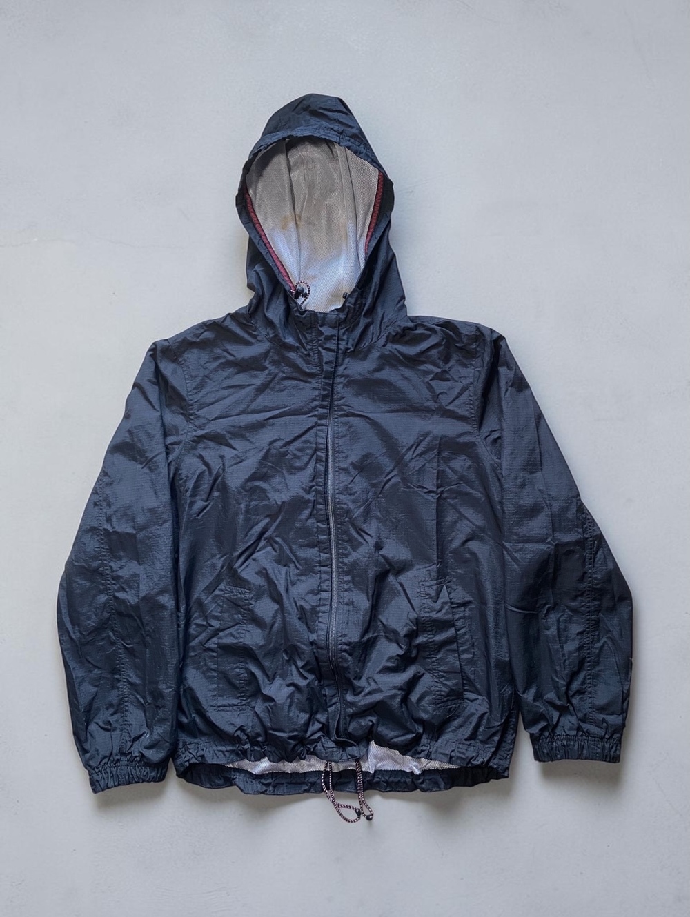 Vintage 90’s GAP Ripstop Nylon Windbreaker Jacket Mens L Black Mesh Lined Hooded